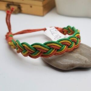 Rastafarian African braided vibrant woven bracelet‎ B1723